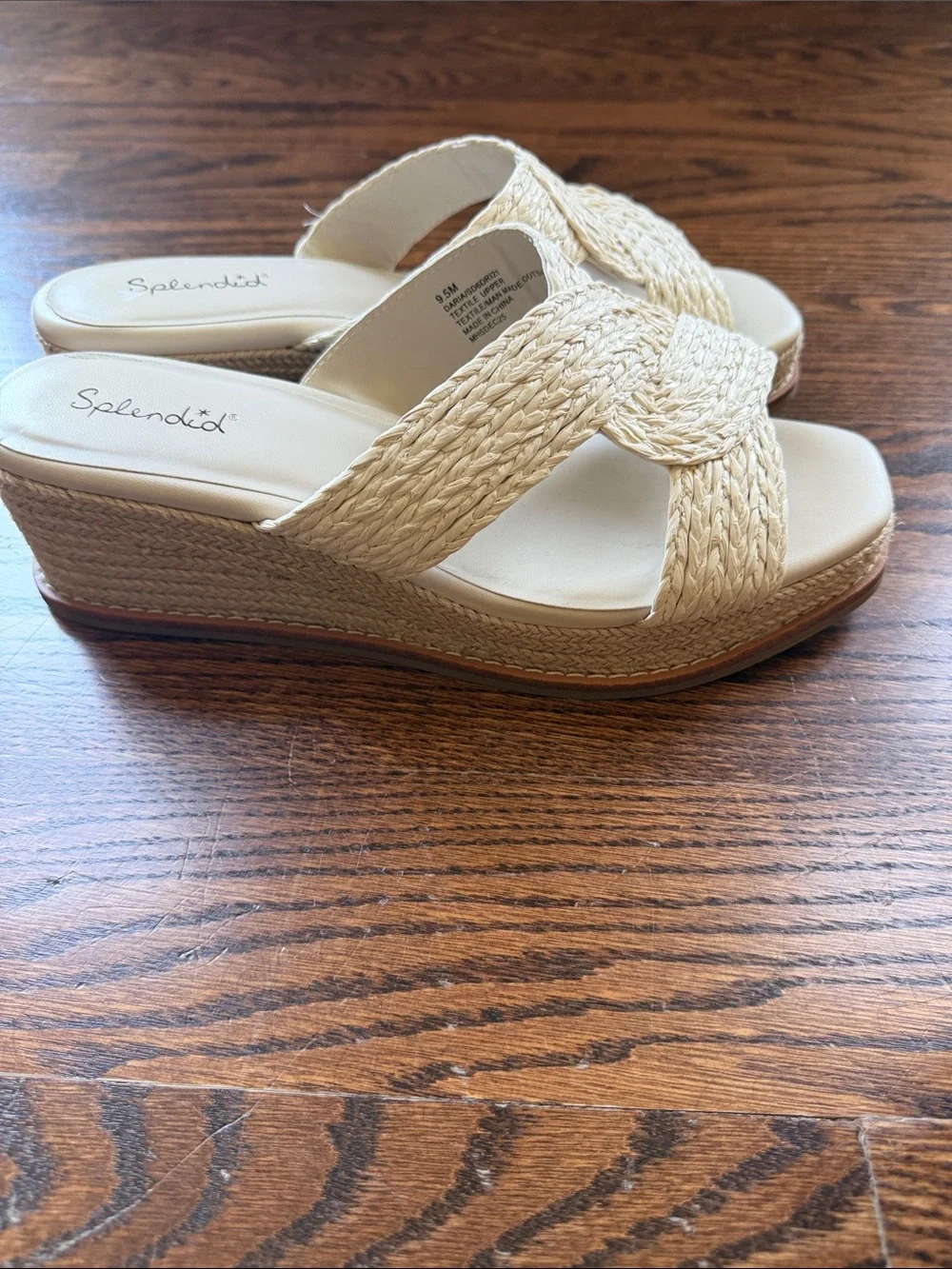 Splendid Cream Braided Wedge Slide Sandals